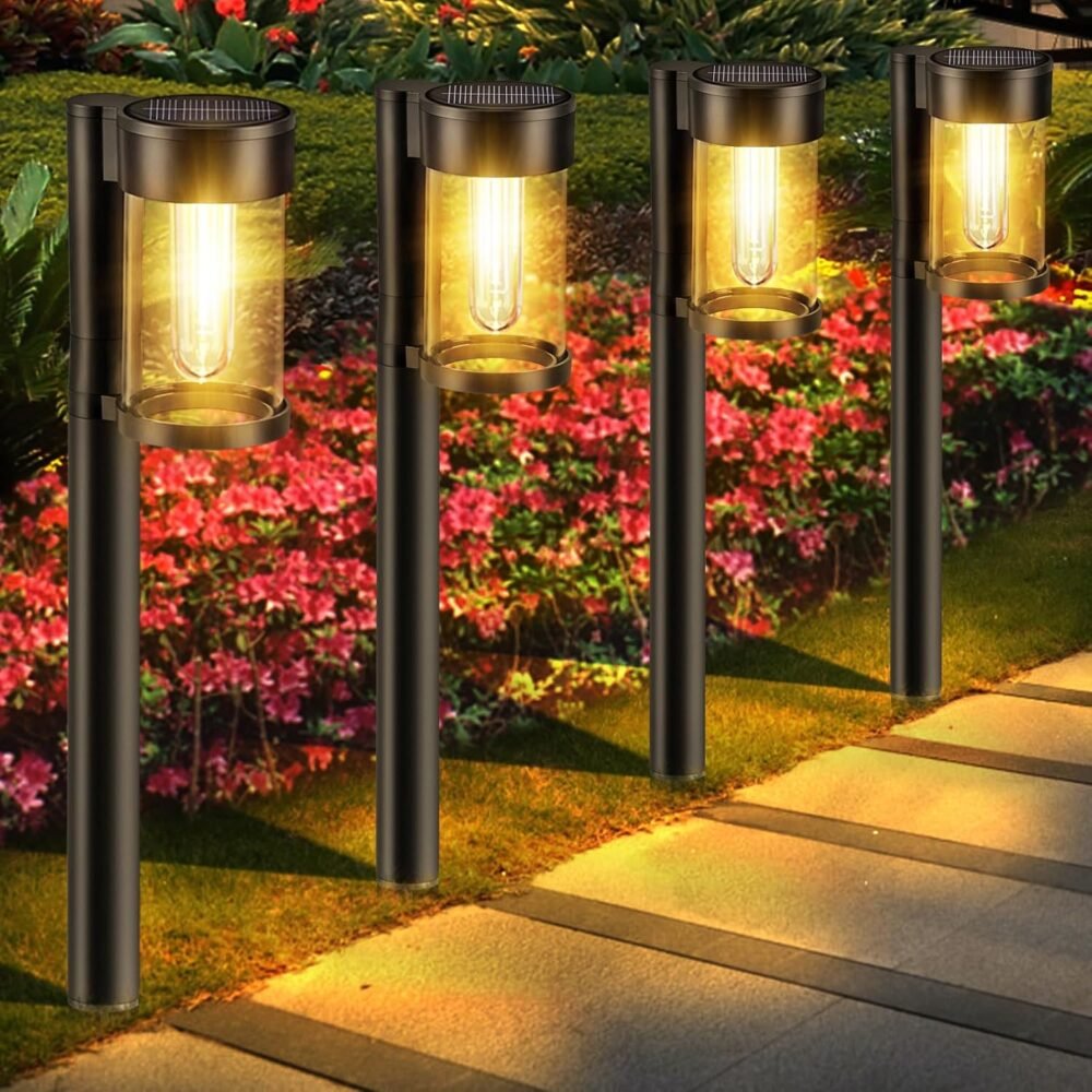 10-Pack Metal & Glass Solar Landscape Lights - Image 2