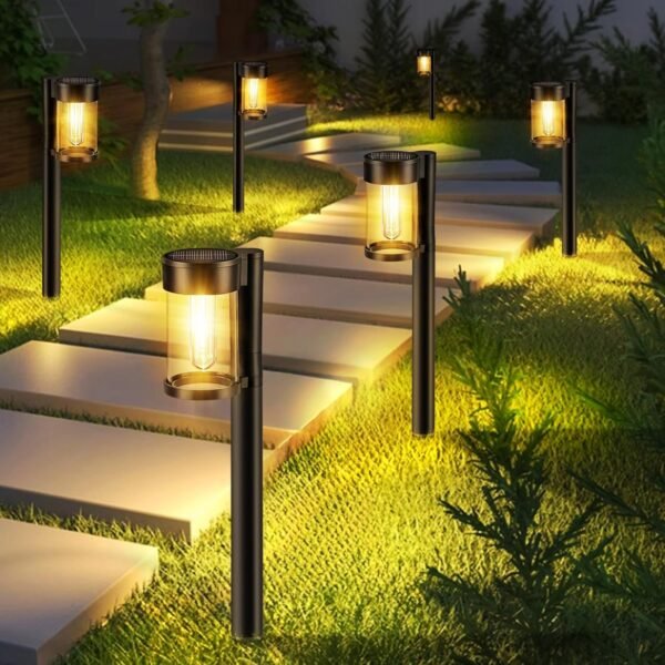 10-Pack Metal & Glass Solar Landscape Lights