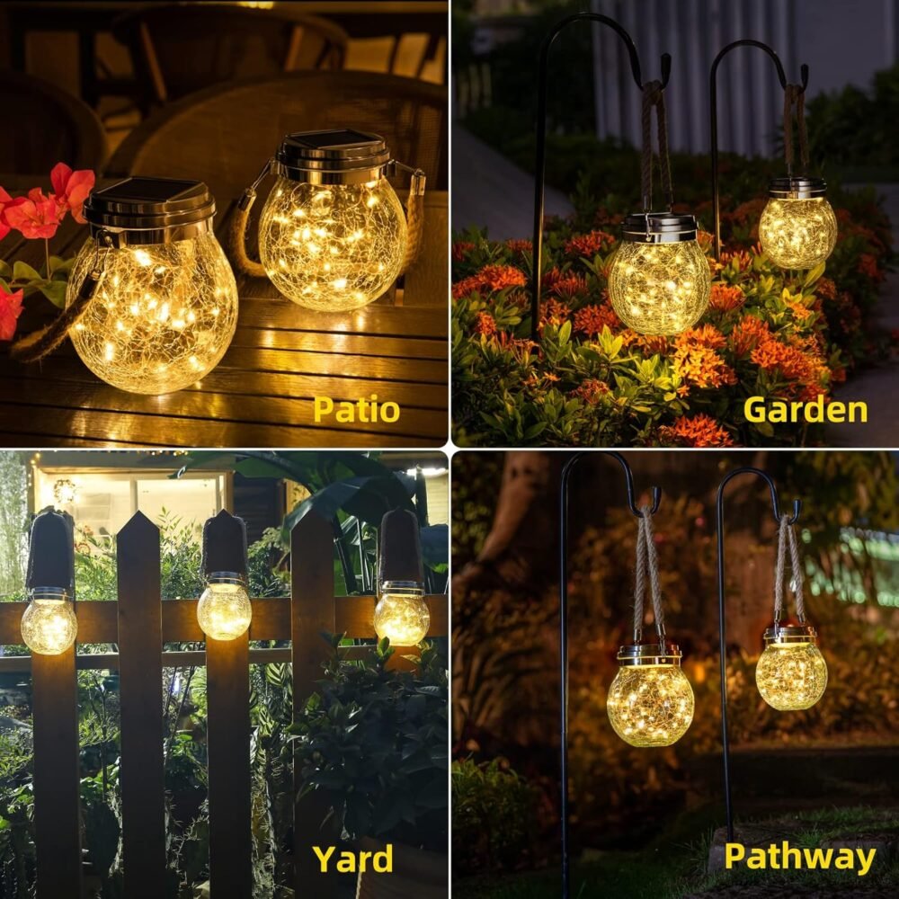 2-Pack Large Hanging Solar Lanterns - Image 2